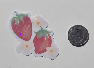 Holograficzne truskawki naklejka winylowa
